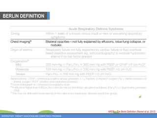 ARDS – The Berlin Definition (Ranieri et al, 2012)
RESPIRATORY THERAPY EDUCATION AND COMPETENCY PROGRAM
BERLIN DEFINITION
 