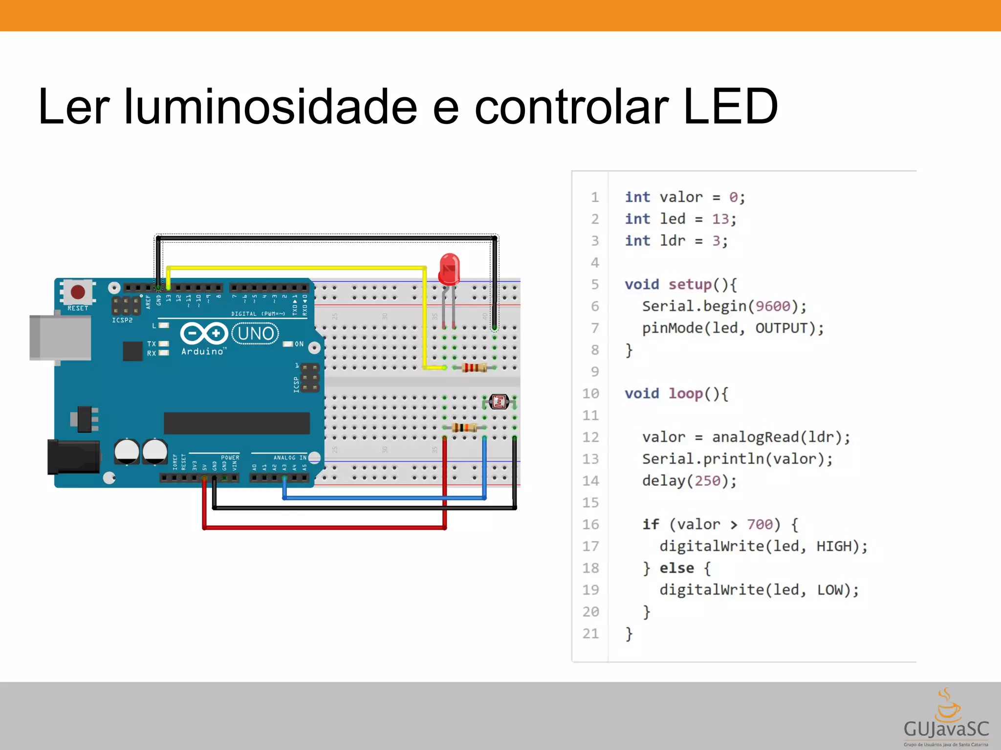 Ler luminosidade e controlar LED 