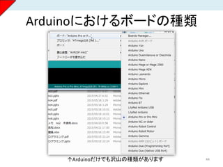 Arduinoにおけるボードの種類
44↑Arduinoだけでも沢山の種類があります
 