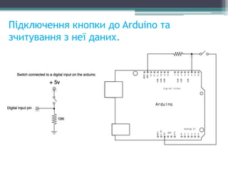 Підключення кнопки до Arduino та
зчитування з неї даних.
 