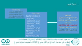-
Void setup(){
pinMode(2,OUTPUT);
pinMode(4,OUTPUT);
pinMode(7,OUTPUT);}
Void loop(){
digitalWrite(R, HIGH);
delay(3000);
digitalWrite(R, LOW);
digitalWrite(Y,HIGH);
delay(2000);
digitalWrite(Y, LOW);
digitalWrite(G,HIGH);
delay(2000);
digitalWrite(G,LOW);}
setup()
loop()
 