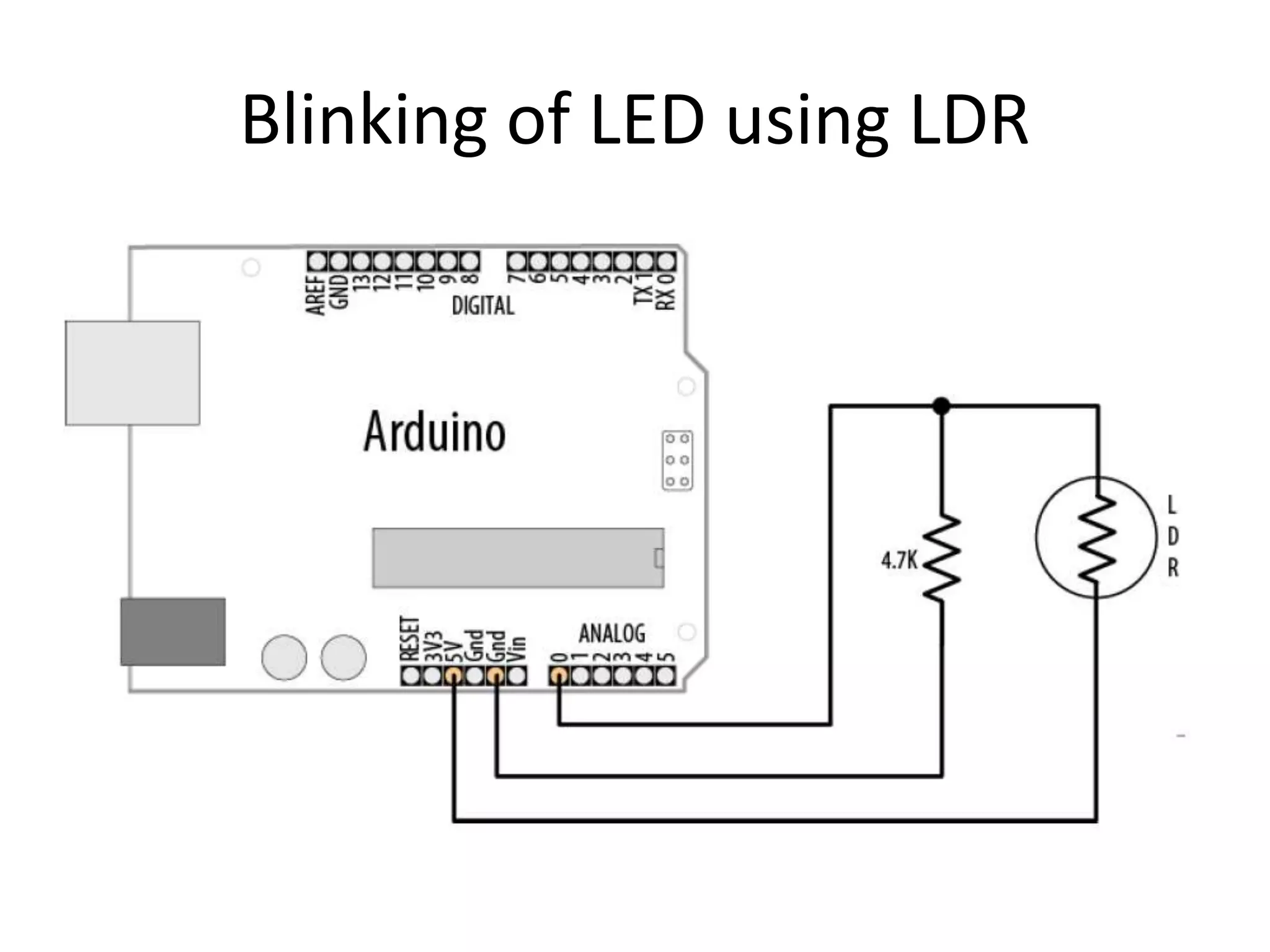 Blinking of LED using LDR
 