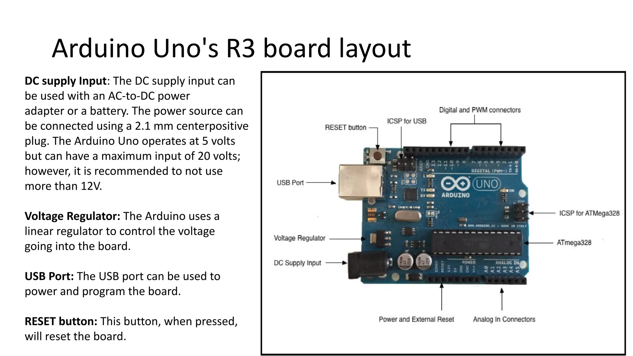 Arduino microcontroller ins and outs with pin diagram | PPT