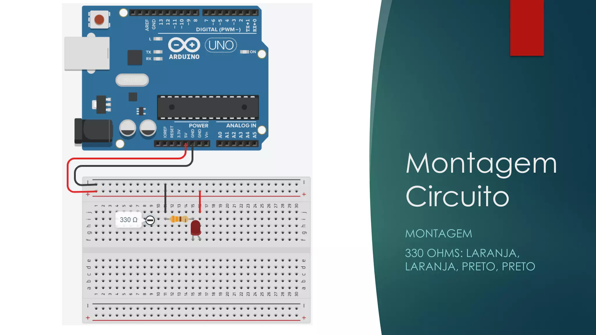 Montagem
Circuito
MONTAGEM
330 OHMS: LARANJA,
LARANJA, PRETO, PRETO
 