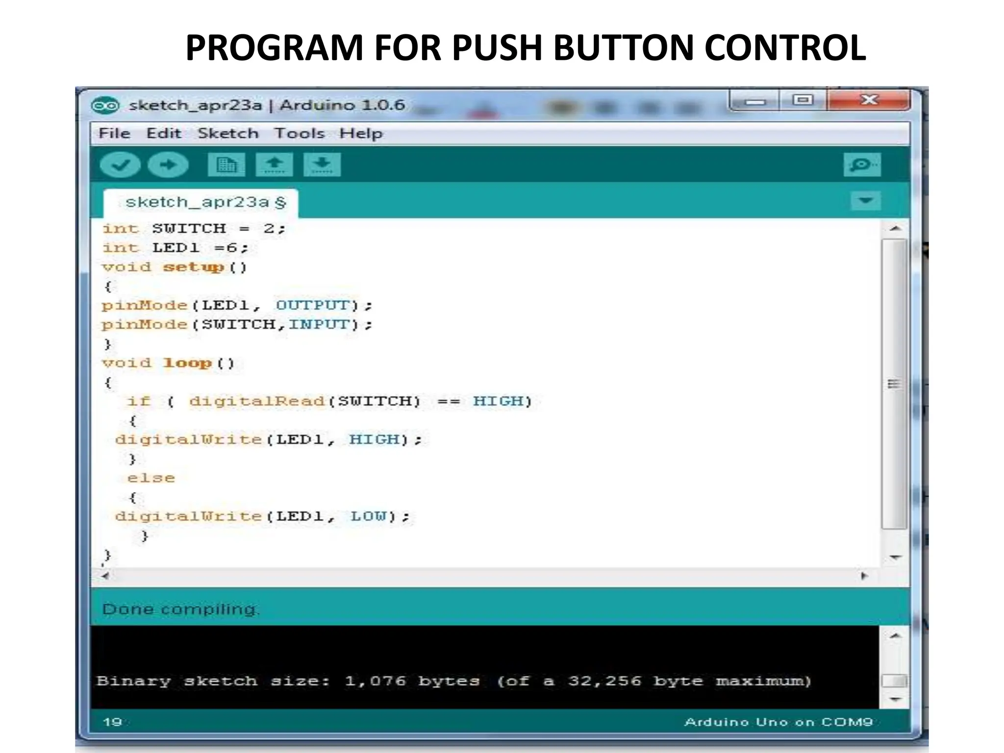 PROGRAM FOR PUSH BUTTON CONTROL
 