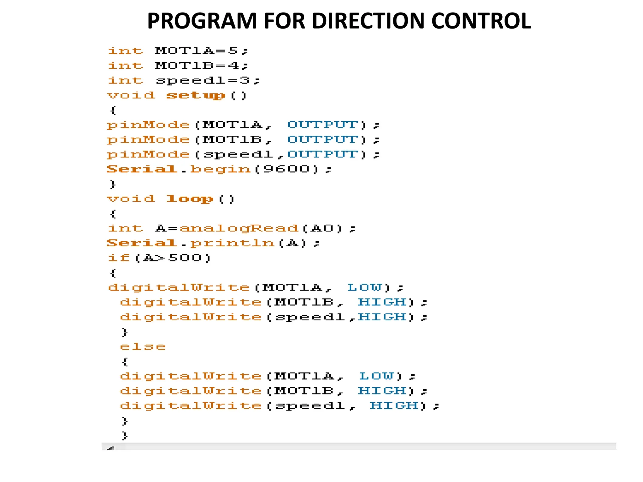 PROGRAM FOR DIRECTION CONTROL
 