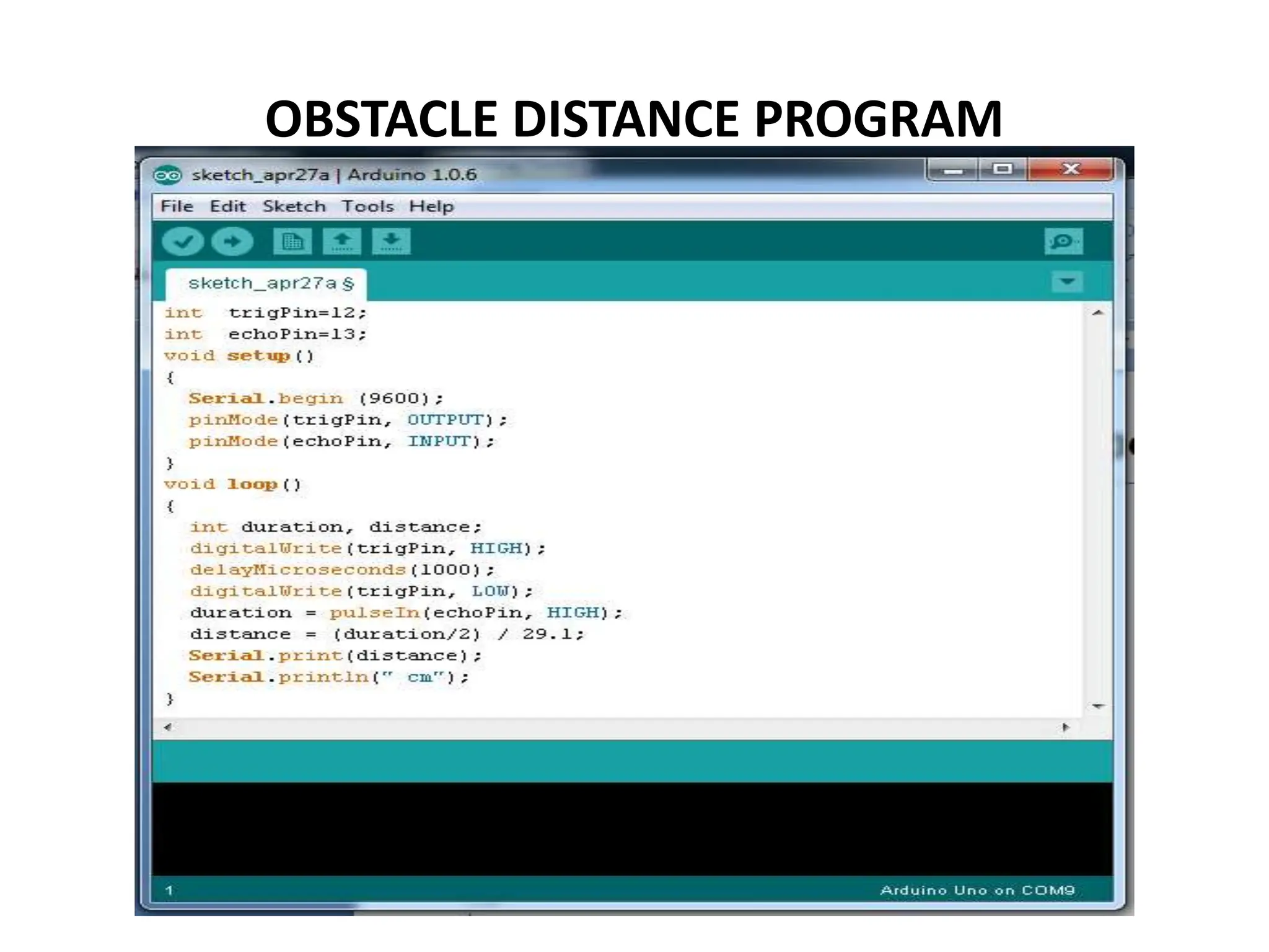 OBSTACLE DISTANCE PROGRAM
 