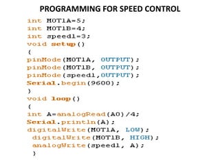 PROGRAMMING FOR SPEED CONTROL
 