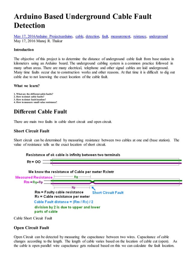 Arduino Detects Underground Cable Faults in Meters PDF