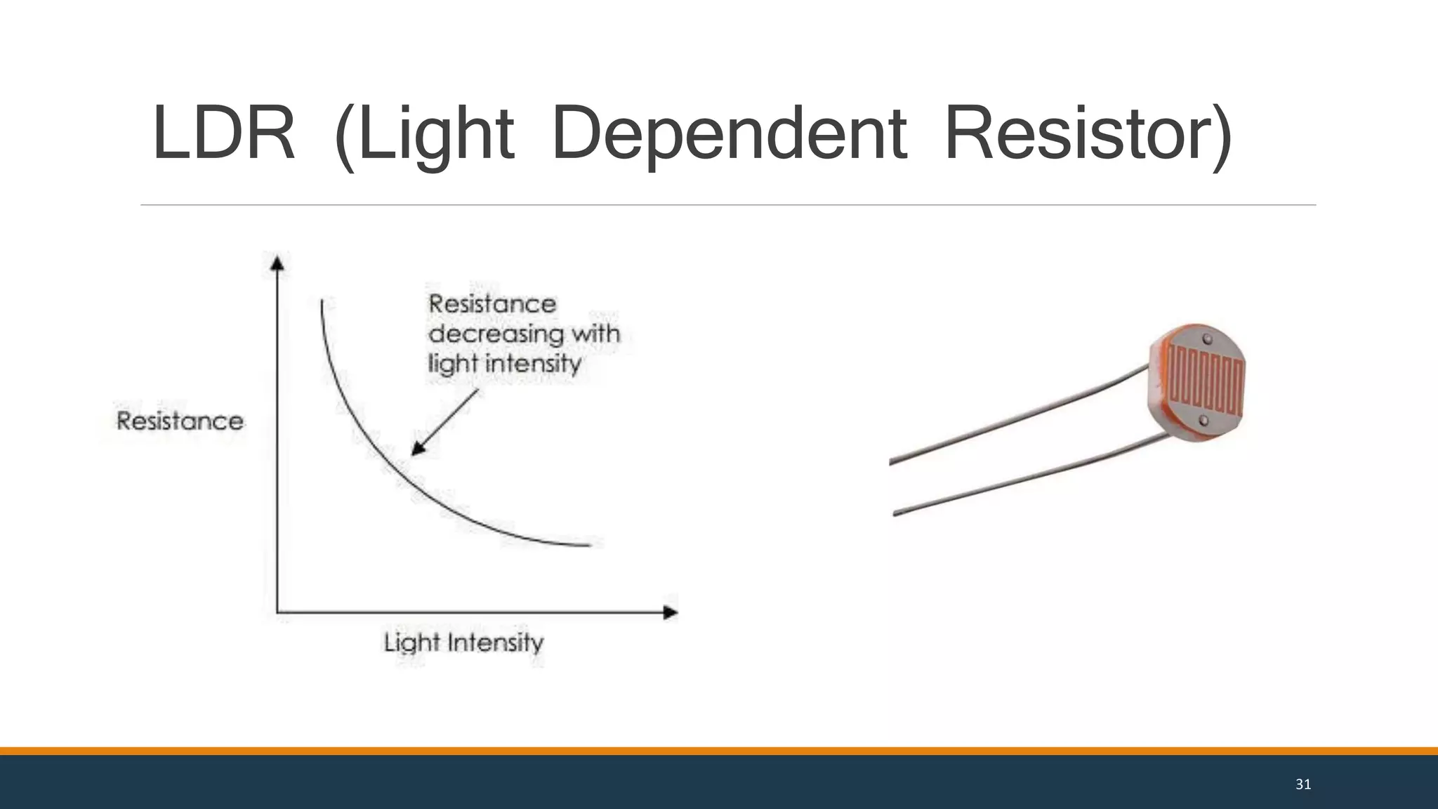 LDR (Light Dependent Resistor)
31
 