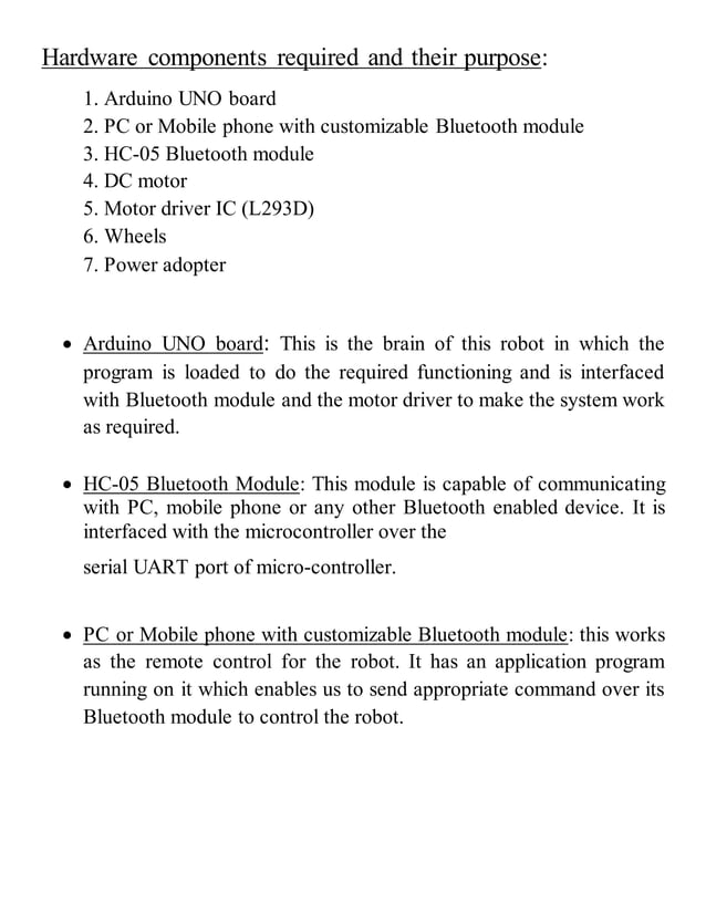 Arduino bluetooth controlled robot | DOCX image.