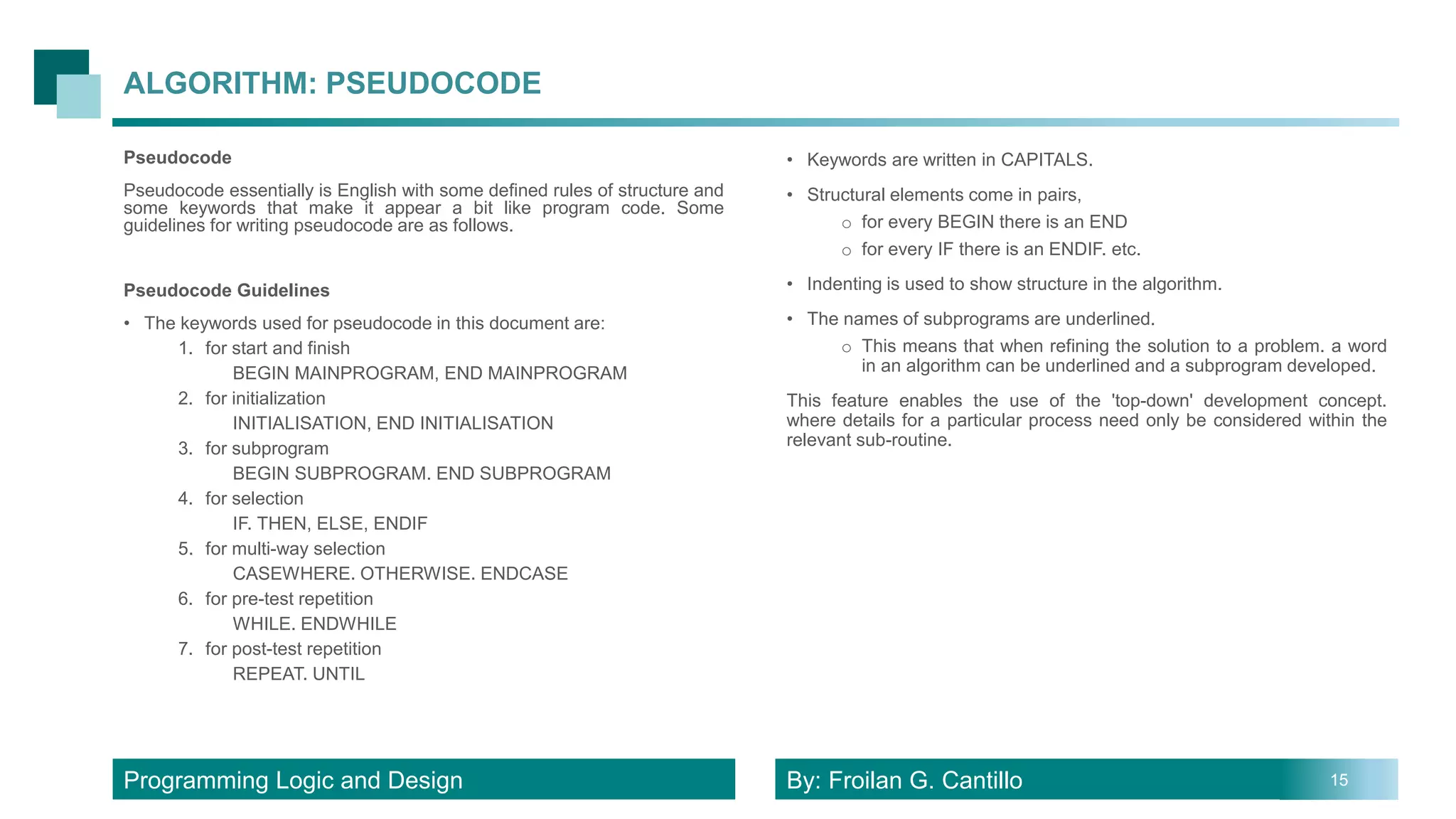 Program Logic and Design | PPTX