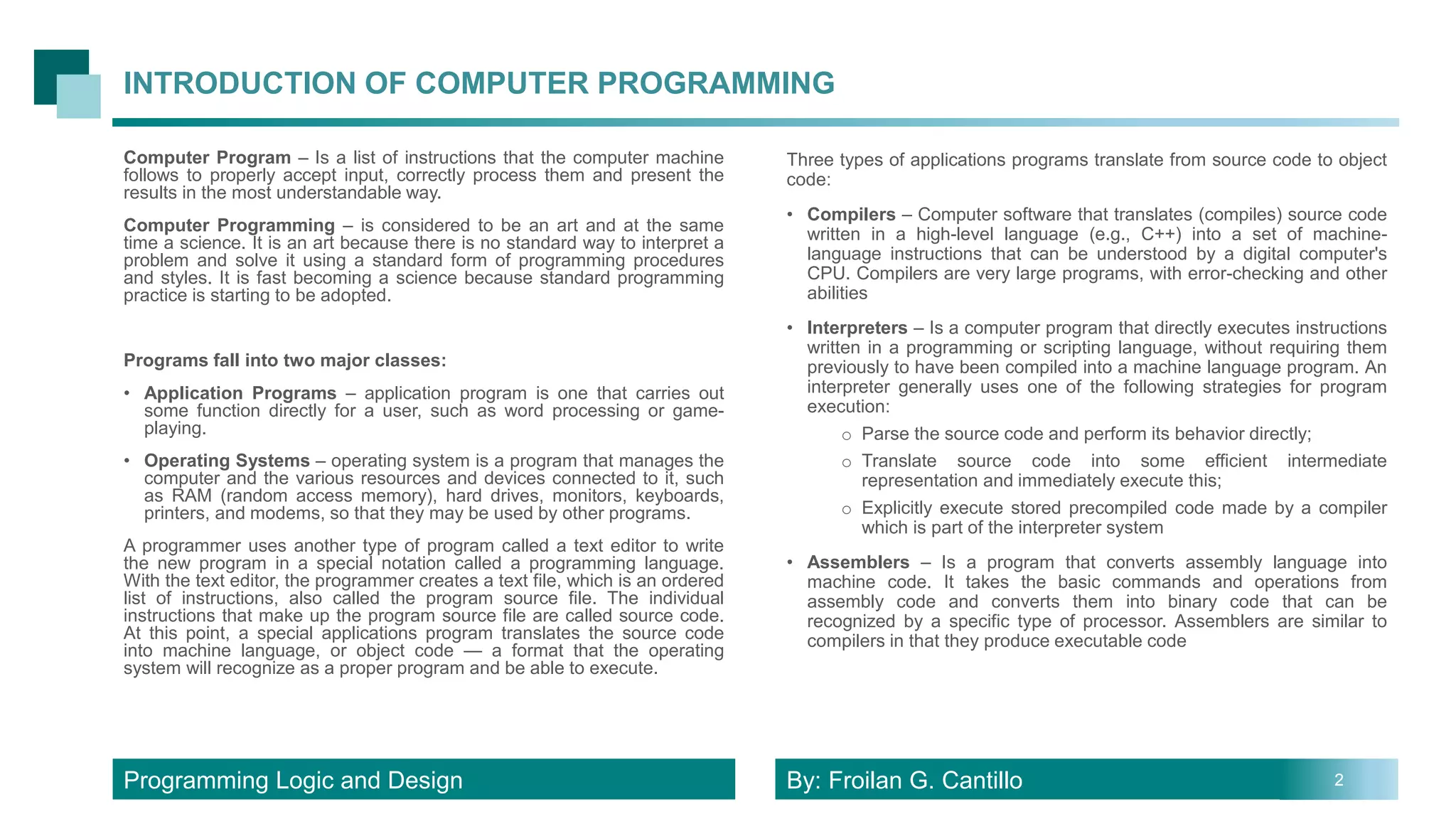 Program Logic and Design | PPTX