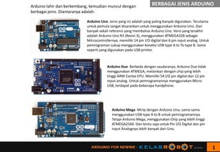 Jenis Rduino MATERI DASAR Arduino For Newbie MUDAH DAN FRIENLY | PDF