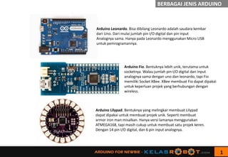Jenis Rduino MATERI DASAR Arduino For Newbie MUDAH DAN FRIENLY | PDF
