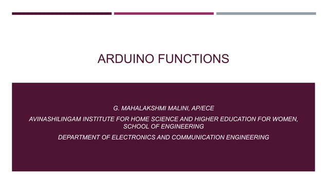 Arduino Functions | PPTX