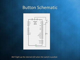 Button Schematic

We’ll light up the internal LED when the switch is pushed.

 