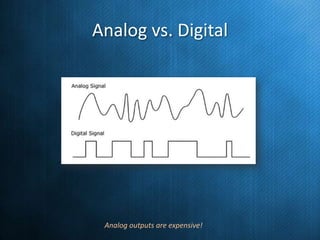 Analog vs. Digital

Analog outputs are expensive!

 