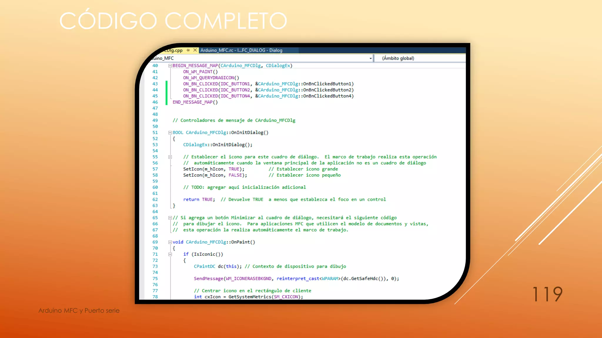 CÓDIGO COMPLETO
Arduino MFC y Puerto serie
119
 
