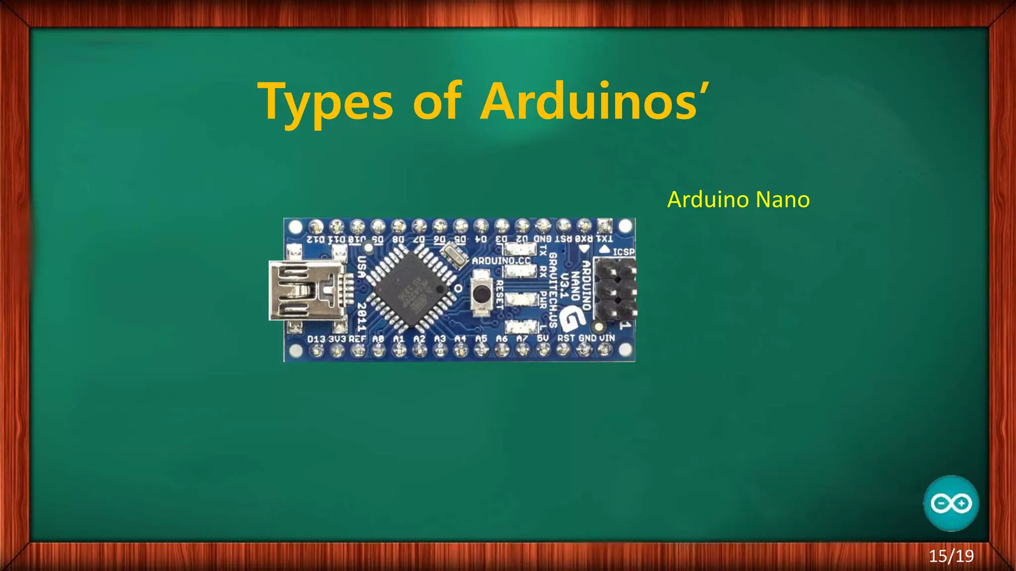 Types of Arduinos’ 15/19 Arduino Nano 