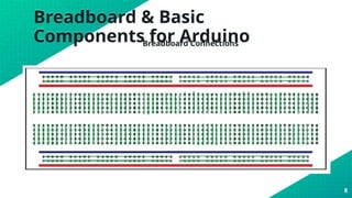 Breadboard & Basic
Components for Arduino
Breadboard Connections
8
 