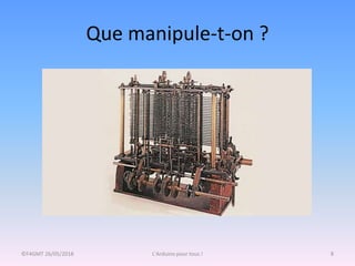 Que manipule-t-on ?
©F4GMT 26/05/2018 L'Arduino pour tous ! 8
 