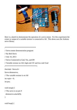 Arduino servo projects robert davis | PDF