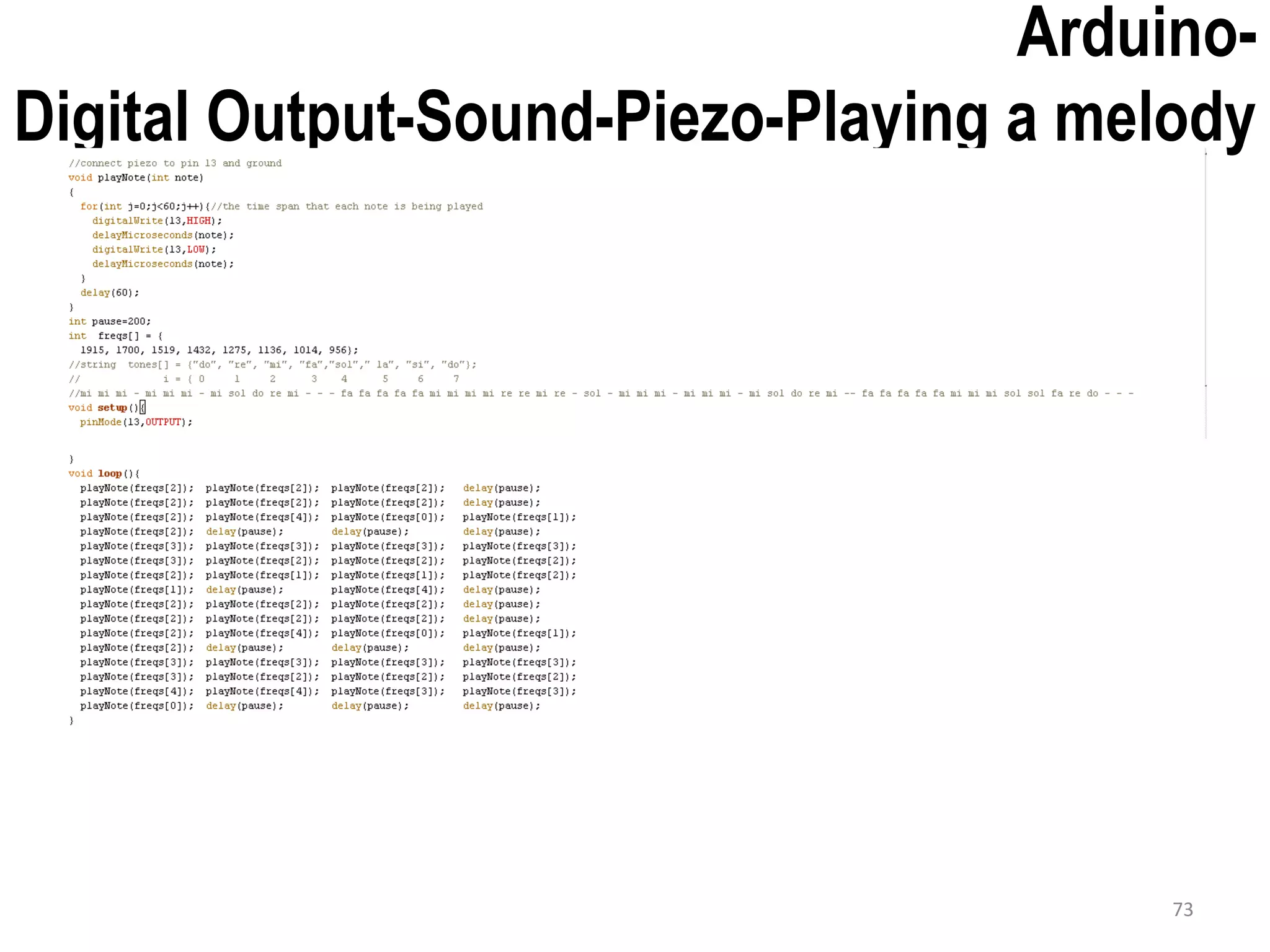 Arduino- Digital Output-Sound-Piezo-Playing a melody 73 