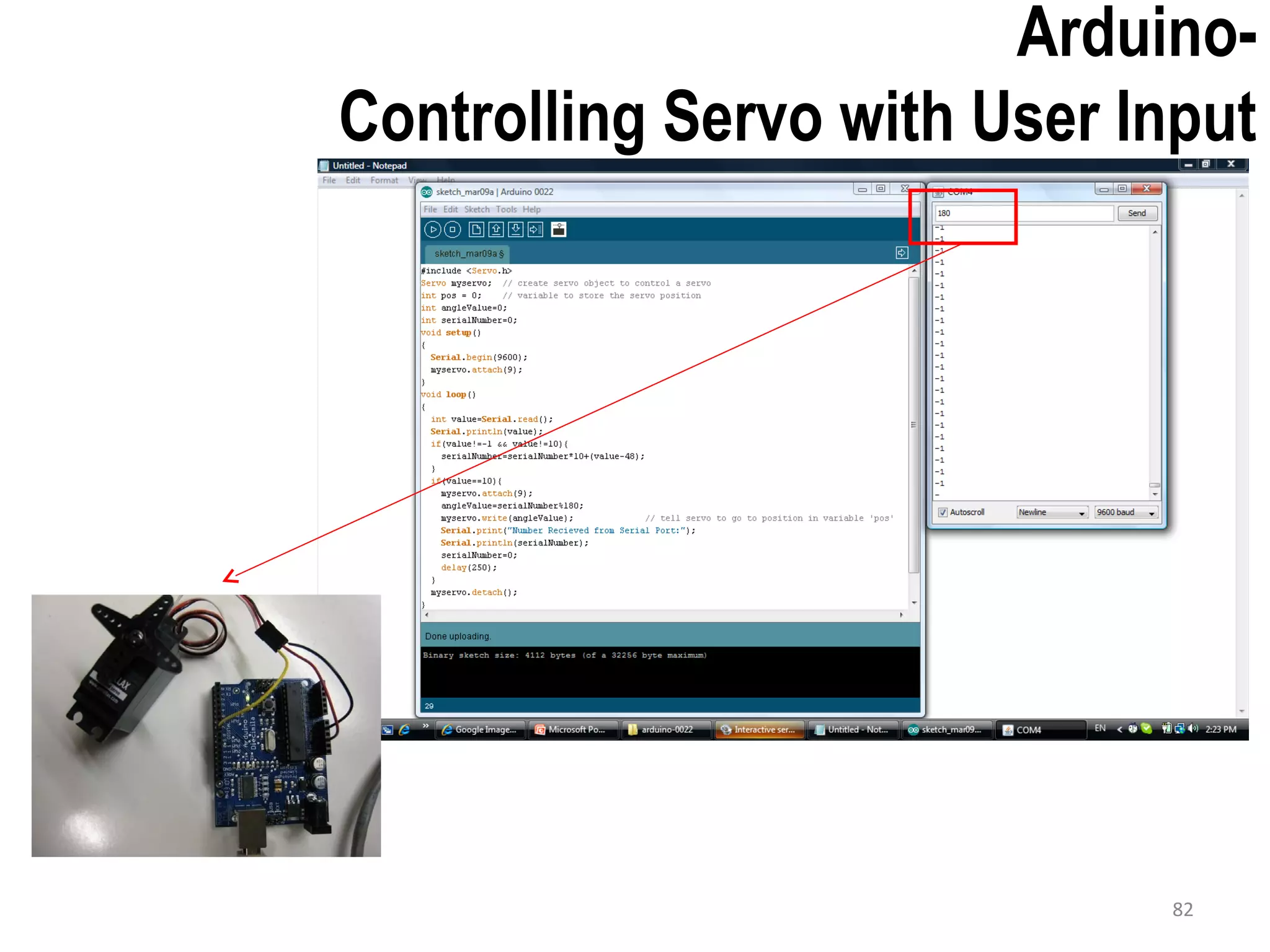 Arduino- Controlling Servo with User Input 82 
