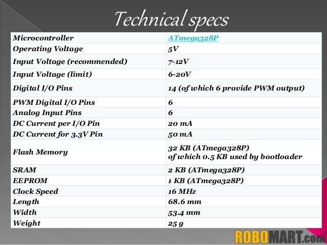 arduino uno datasheet