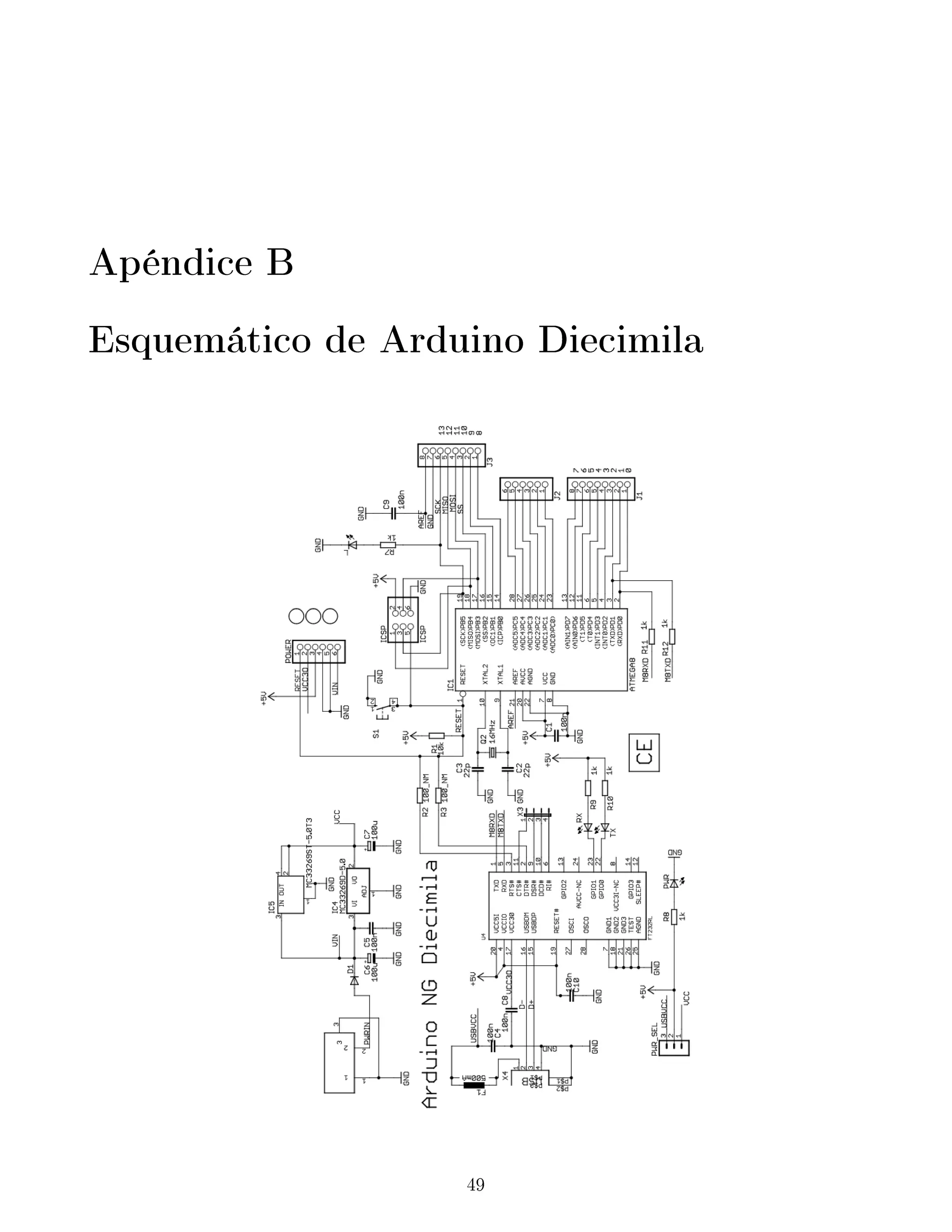 Apéndice B
Esquemático de Arduino Diecimila
49
 