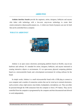 Abstract About Arduino Ardunio | PDF