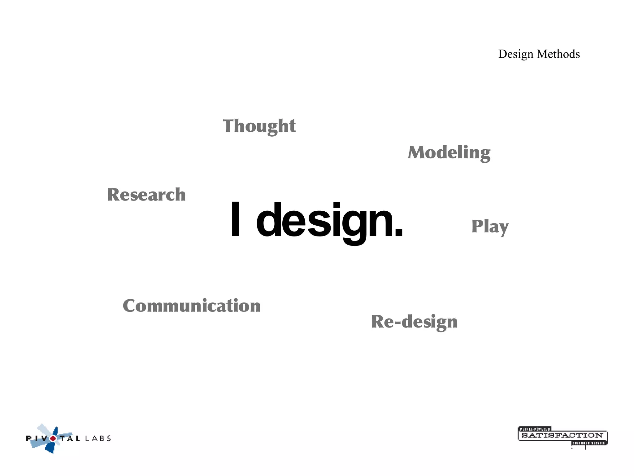 Design Methods Research Thought Modeling Communication Play Re-design I design. 