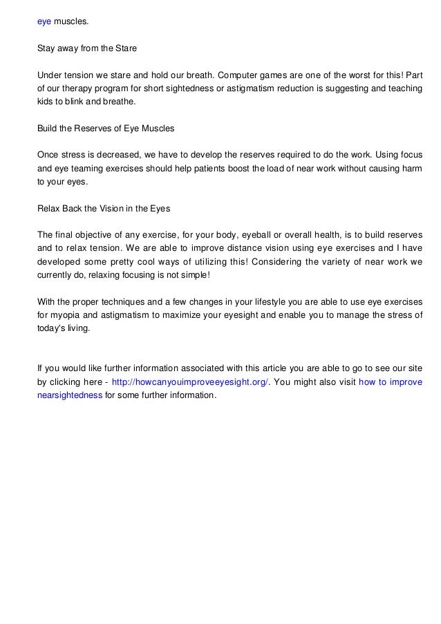 Highly effective Eye Exercises for Myopia and Astigmatism