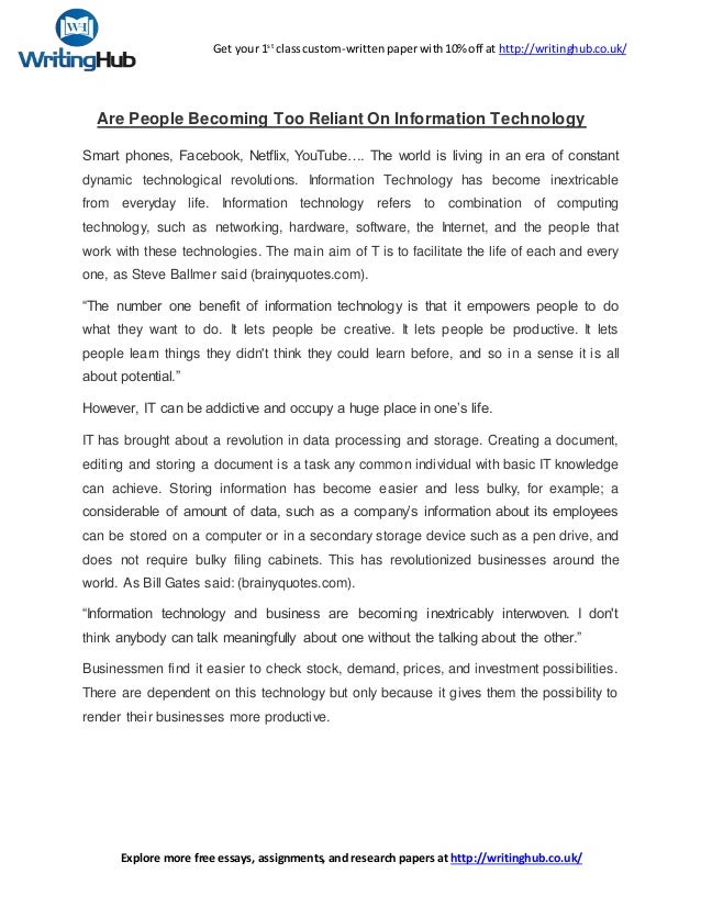 essay on life before technology