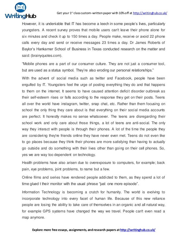are people becoming too reliant on information technology dependence on computers essay
