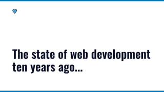 The state of web development
ten years ago...
 