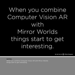 NOTES: 
When you combine Computer Vision AR with Mirror Worlds 
things start to get interesting. 
 
