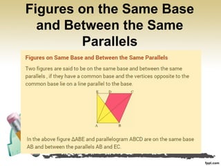 Figures on the Same Base
and Between the Same
Parallels
 