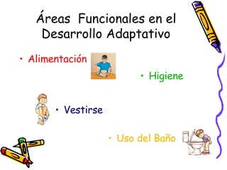 Áreas  Funcionales en el Desarrollo Adaptativo Alimentación Vestirse Uso del Baño Higiene 