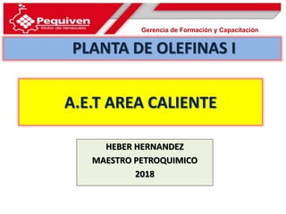 A.E.T AREA CALIENTE
HEBER HERNANDEZ
MAESTRO PETROQUIMICO
2018
PLANTA DE OLEFINAS I
Gerencia de Formación y Capacitación
 