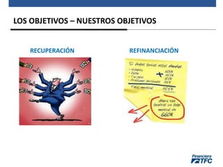 LOS OBJETIVOS – NUESTROS OBJETIVOS
RECUPERACIÓN REFINANCIACIÓN
 