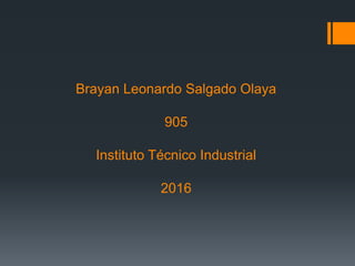 Brayan Leonardo Salgado Olaya
905
Instituto Técnico Industrial
2016
 
