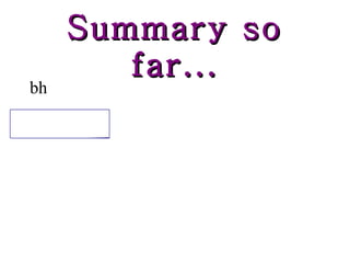 Summary so far... bh 
