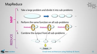 MapReduce
           1. Take a large problem and divide it into sub-problems

                                            ...