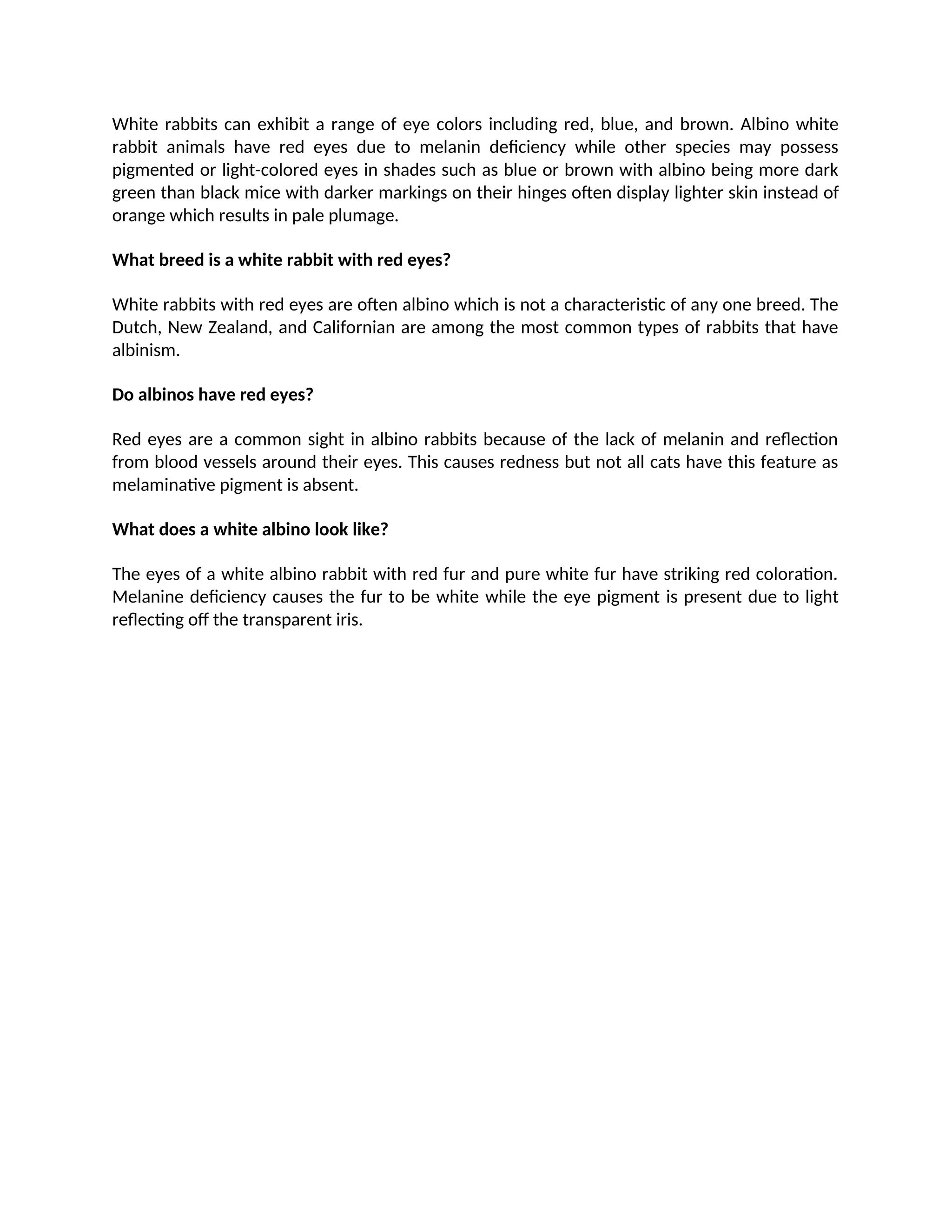 Are Albino Rabbits Red Eyes: Understanding Albino Rabbit Breed | PDF