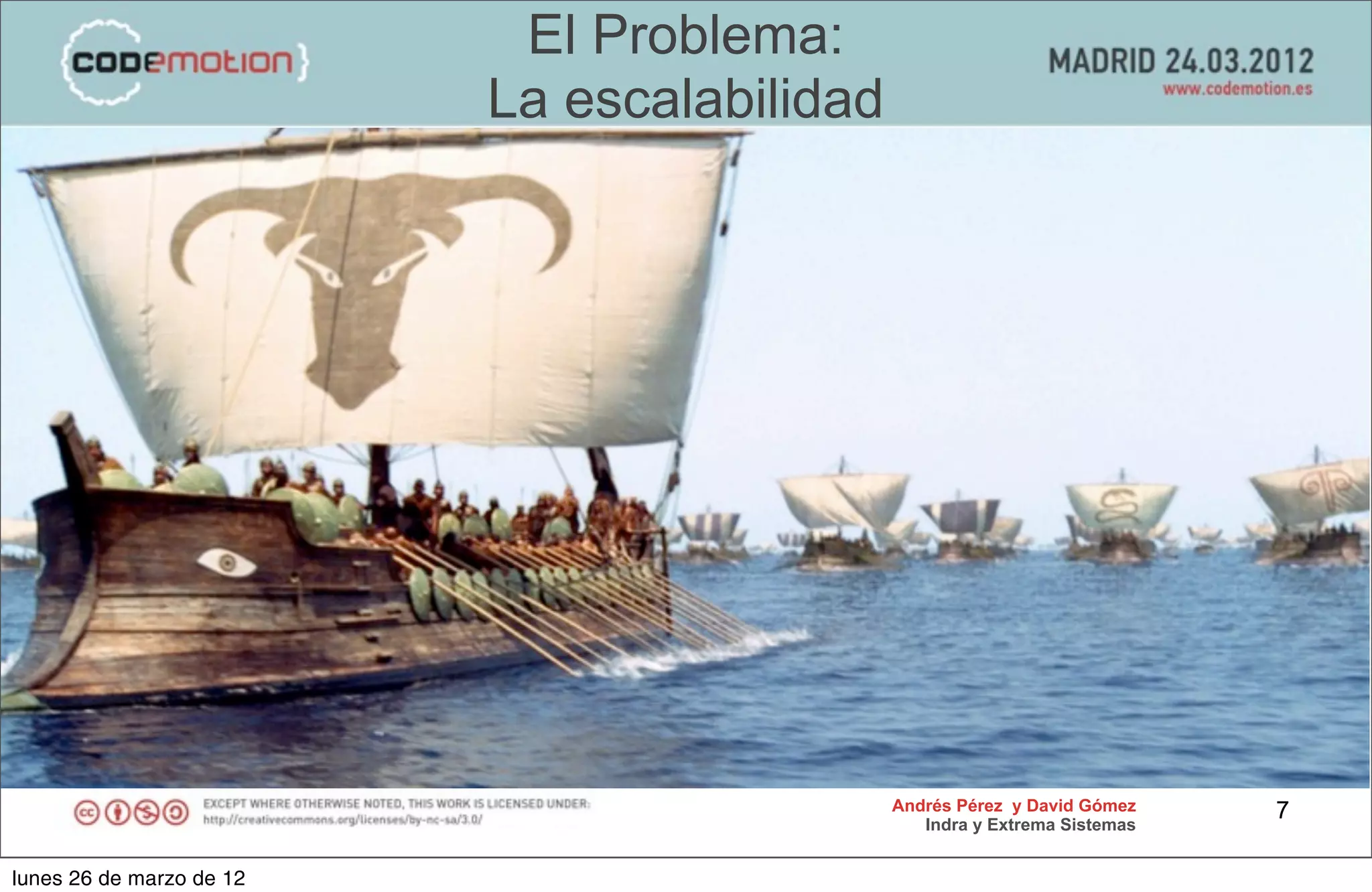 El Problema:
                          La escalabilidad




                                             Andrés Pérez y David Gómez    7
                                                Indra y Extrema Sistemas


lunes 26 de marzo de 12
 