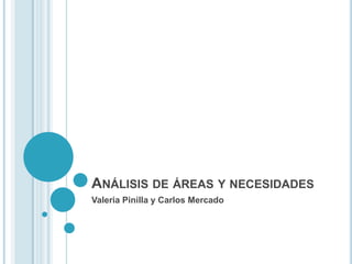 ANÁLISIS DE ÁREAS Y NECESIDADES
Valeria Pinilla y Carlos Mercado
 