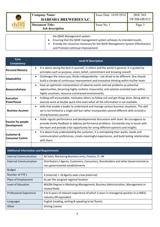 Area Sales Manager job description for manufacturing sector | PDF