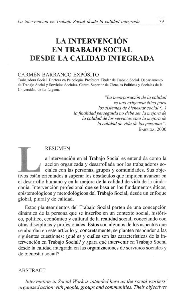 la intervencion en trabajo social resume cio
